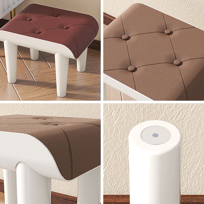 Contemporary Ottoman Faux Leather Acrylic Frame Tufted Rectangle Ottoman