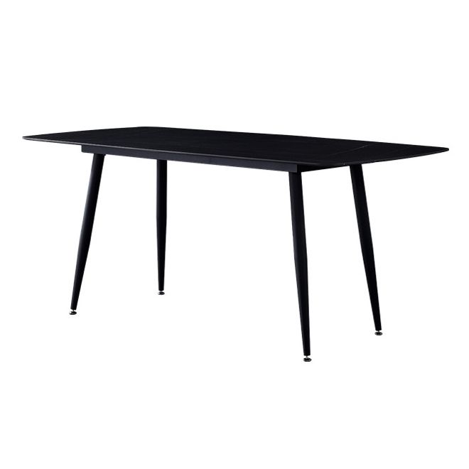 Modern Rectangle Dining Table Sintered Stone Dining Table with 4 Black Legs for Home Kitchen Dinner