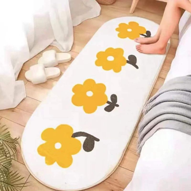 Beige Simple Rug Polyester Tulip Indoor Rug Non-Slip Backing Rug for Home Decor