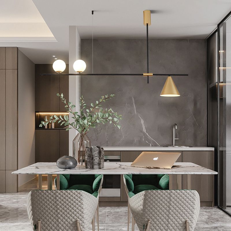 Moderno lampadario il lampadario lineare minimalista lampadario sferico a soffitto in vetro bianco