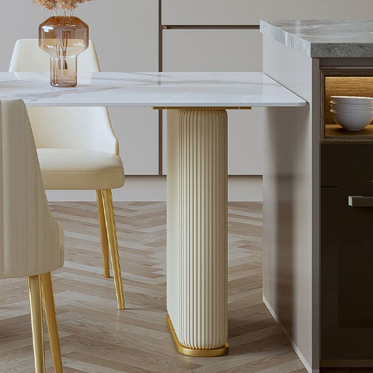 Stone Top Dining Table Modern Dining Table with Double Pedestal Base