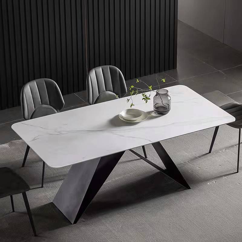 Contemporary Rectangle Dining Table Double Pedestal Furniture for Dining Room