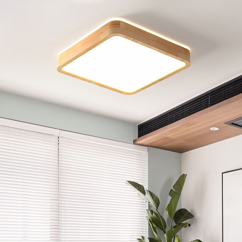 Bois Couleur Voyant Réel Ceiling Light in Modern Concise Style Plafond Fixture avec Shade Acrylique