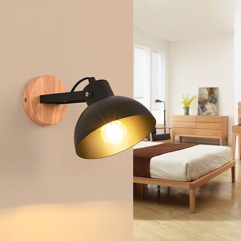 Dome Shape Wall Lighting Modern Style Metal 2 Lights Sconce Lamp in Black/White
