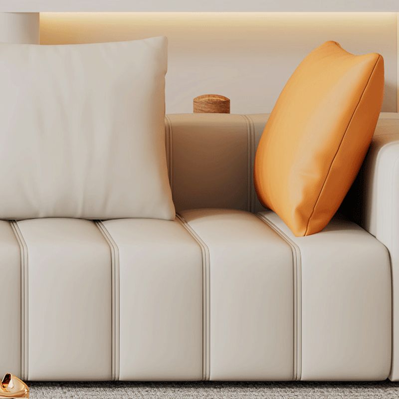 Sqaure Arm Biscuit Back Sectional Modern Genuine Leather Sectional