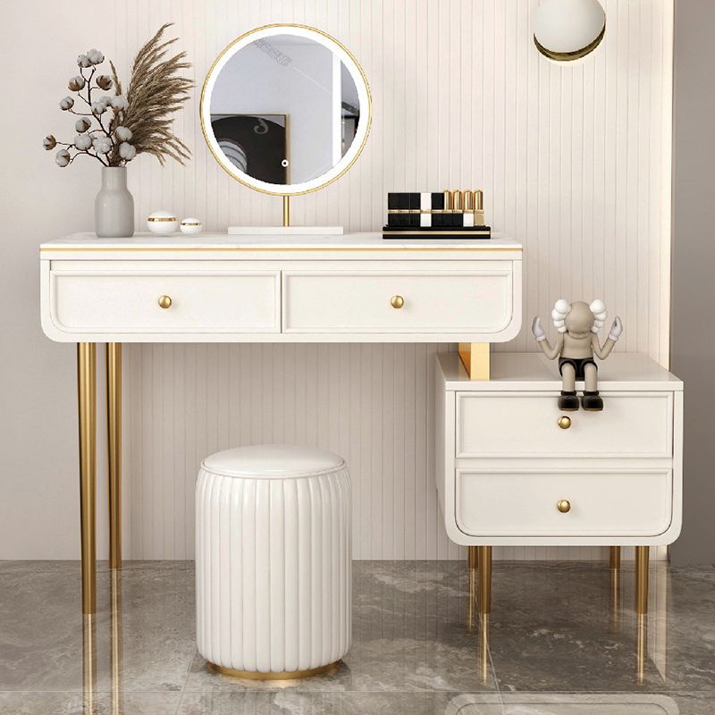 Glam Slate Top Make-up Vanity 4 Drawer Vanity Desk for Bedroom
