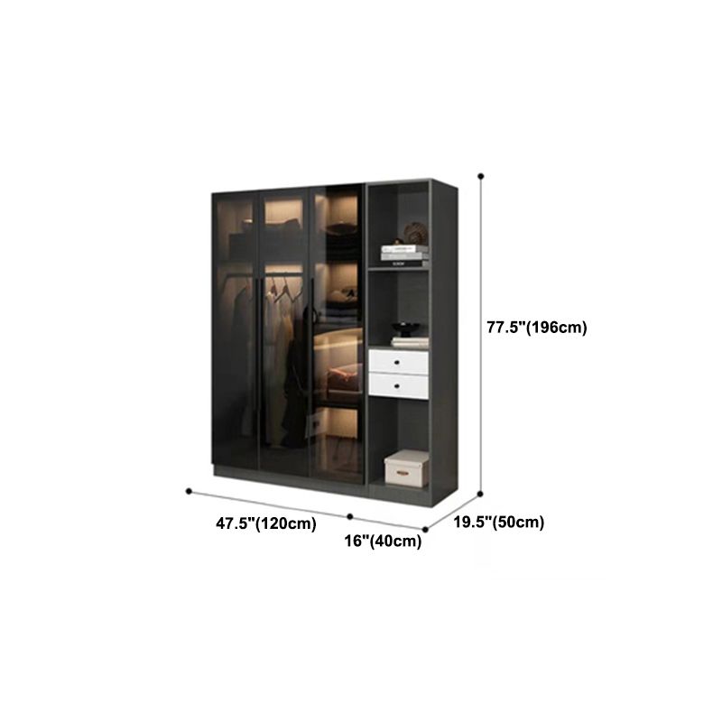Contemporary Home Wardrobe Armoire Black Glass Wardrobe Cabinet