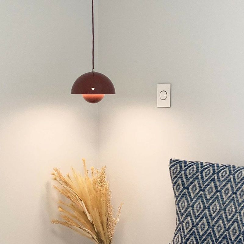 1 Light Metal Pendant Lighting Fixtures Modern Dome Dining Room Hanging Pendant Lights