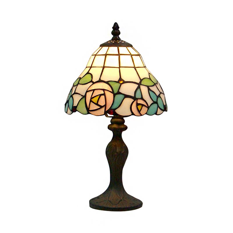 Lampada da tavolo rosa Lampada d'accento a 1 luce in vetro colorato rustico in bianco e rosa per comodino