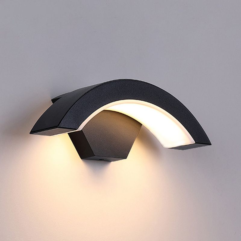Modern Style Wall Sconce Metal 1 Light Sconces in Black for Outdoor