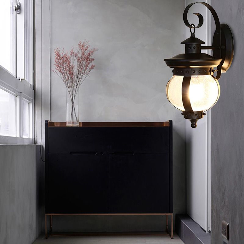 Globe ausgesätselte Glaswandmontaglampe Industrie einlampe Schlafzimmerleuchte mit gekrümmten Arm