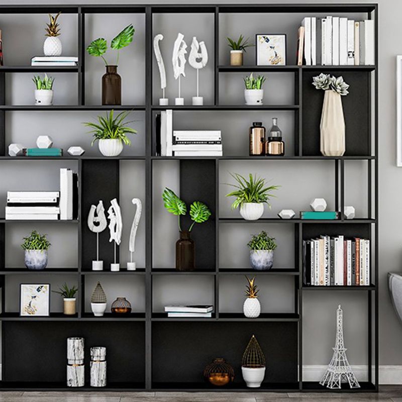 Industrial Metal Etagere Book Shelf with Rectangular Shelves Bookcase