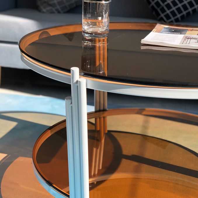 Modern Round Coffee Table 3 Legs Glass Top Coffee Cocktail Table for Living Room