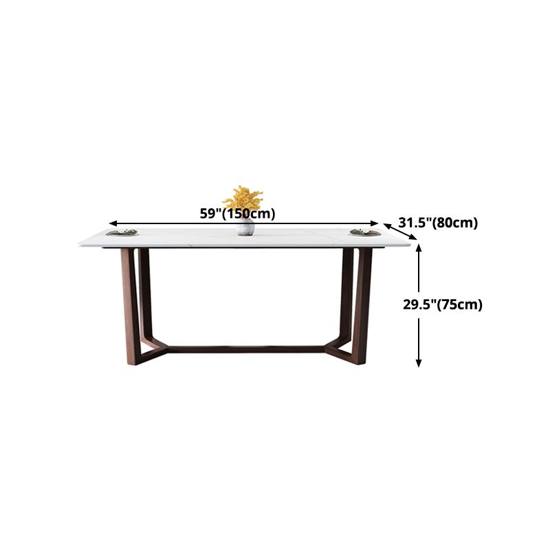 Sintered Stone White Top Table Industrial Trestle Base Table for Dining Room