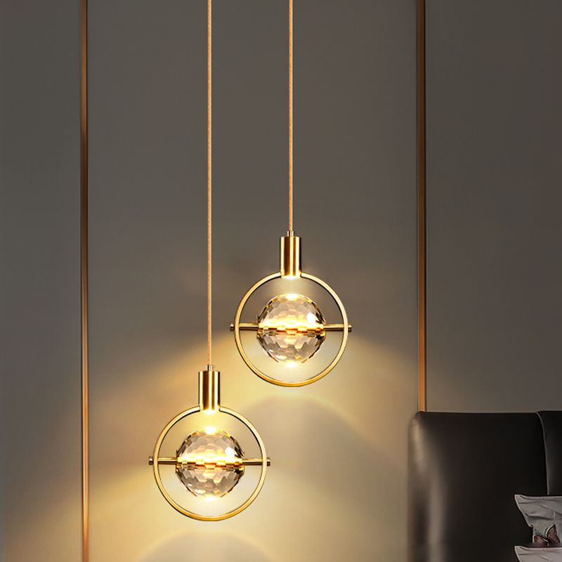 Modern Style Unique Shape Hanging Light Crystal 1 Light Hanging Lamp for Bedroom
