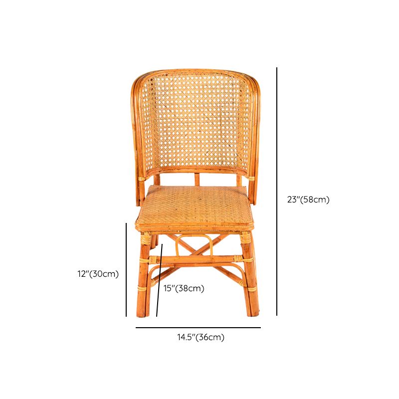 Contemporary Armless Wicker Chair Home Cane Back Dining Chair