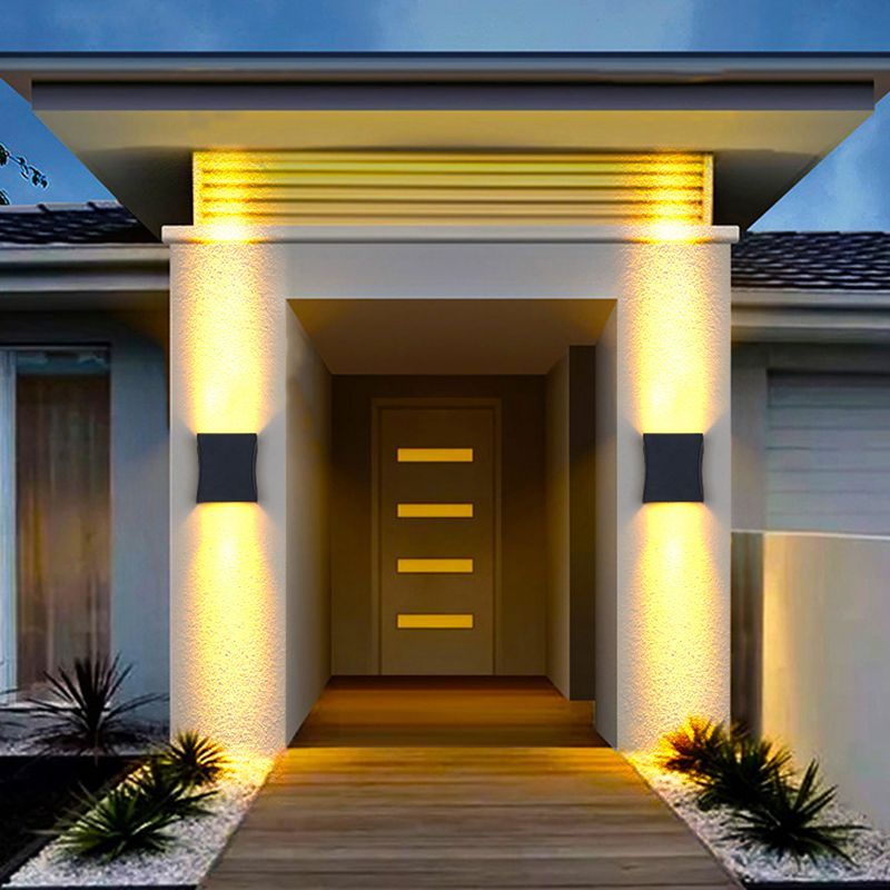 Modern Style Rectangular Wall Sconce Lighting Metal 2 Lights Wall Washer Sconce in Black