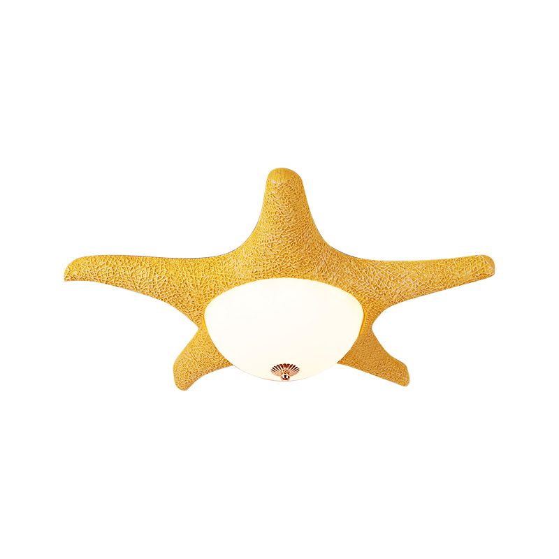 Starfish Kid Bedroom Flush Mount Light Resin Nordic Stylish Ceiling Fixture