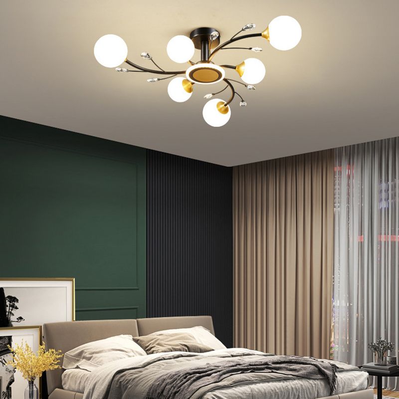 Plafonnier Simplicity en métal, éclairage semi-monté pour chambre à coucher, noir