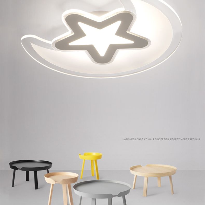 Mond- und Stern-Unterputzleuchte, minimalistische Acryl-LED-Deckenleuchte in Weiß