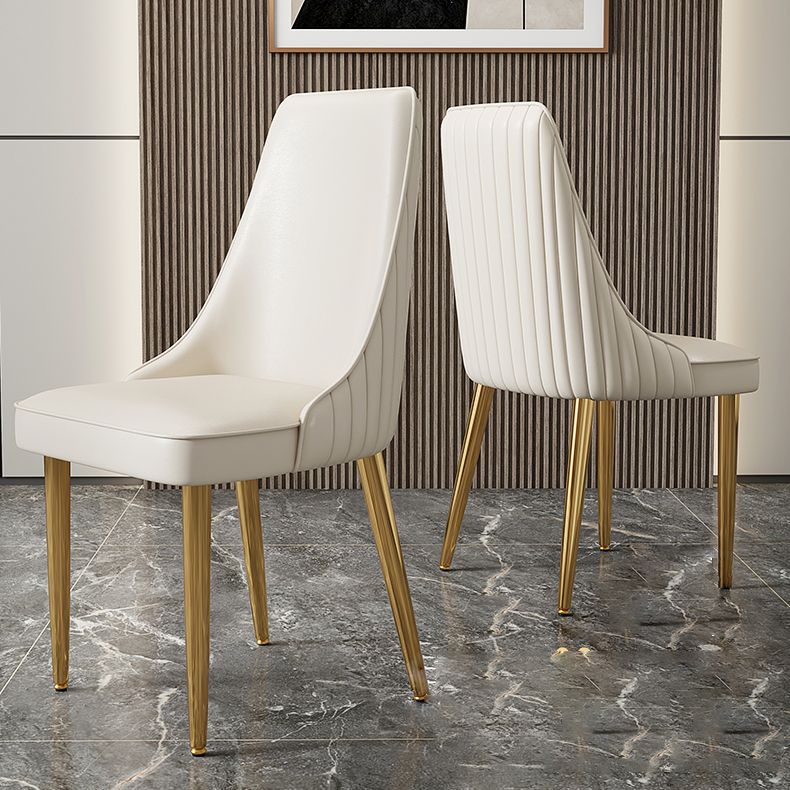 Glam Style Side Chair Leather Parsons Back Dining Chair for Home