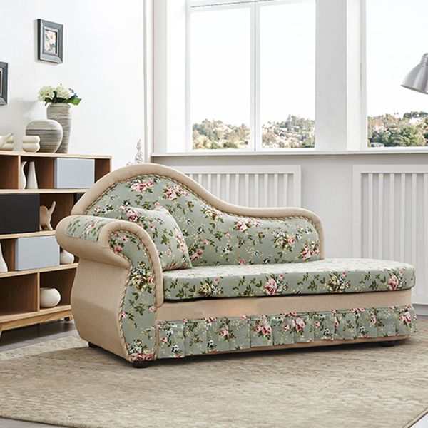 Traditional Removable Cushions Chaise Fabric Floral Chaise for Living Room