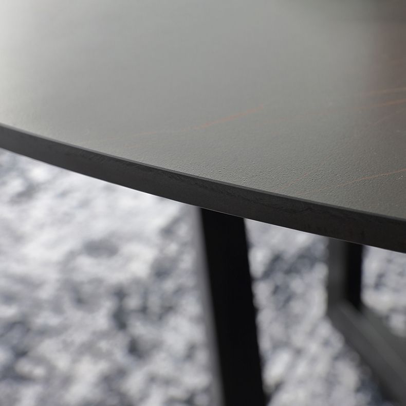 Round Dining Table Modern Sintered Top Stone Dining Table in Black