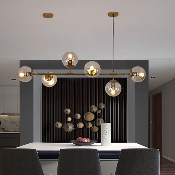 Modern Creative Style Pendant Lamp 6-Light Round Glass Island Light Fixture