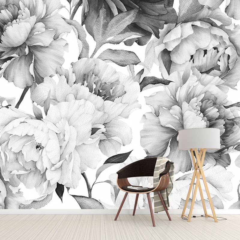 Stain-Resistant Flower Wall Mural Decal Non-Woven Fabric Contemporary Wall Art for Bedroom