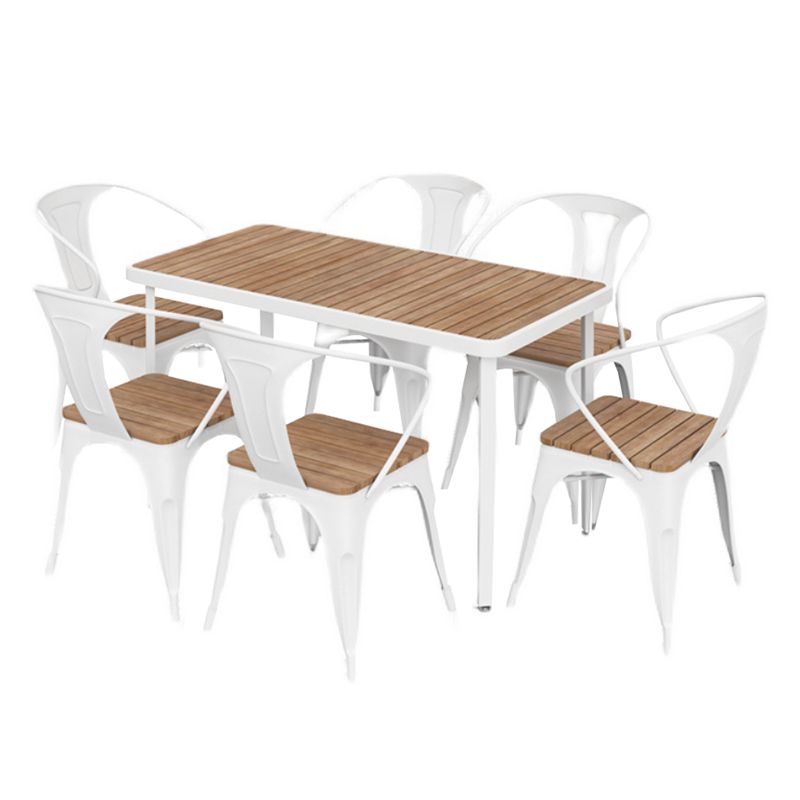 Contemporary Style 1/5/7 Pieces Metal Dining Set Reclaimed Wood Dining Table Set