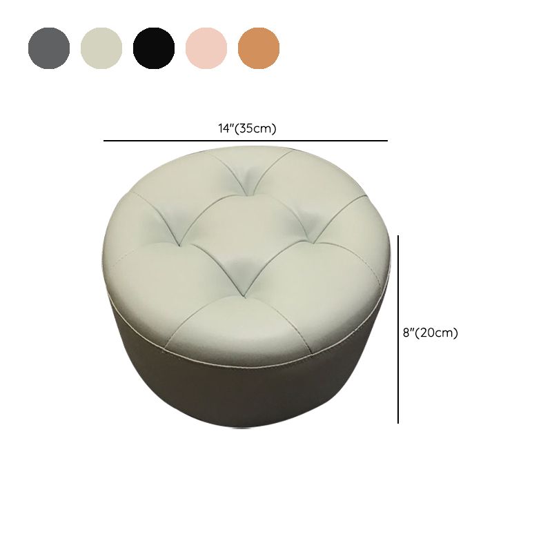 Contemporary Pouf Ottoman Faux Leather Upholstered Tufted Cylinder Shape Ottoman