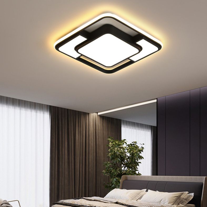 Contemporary Aluminum Lampshade Finish Flush Mount Lighting Led Square Ceiling Lights