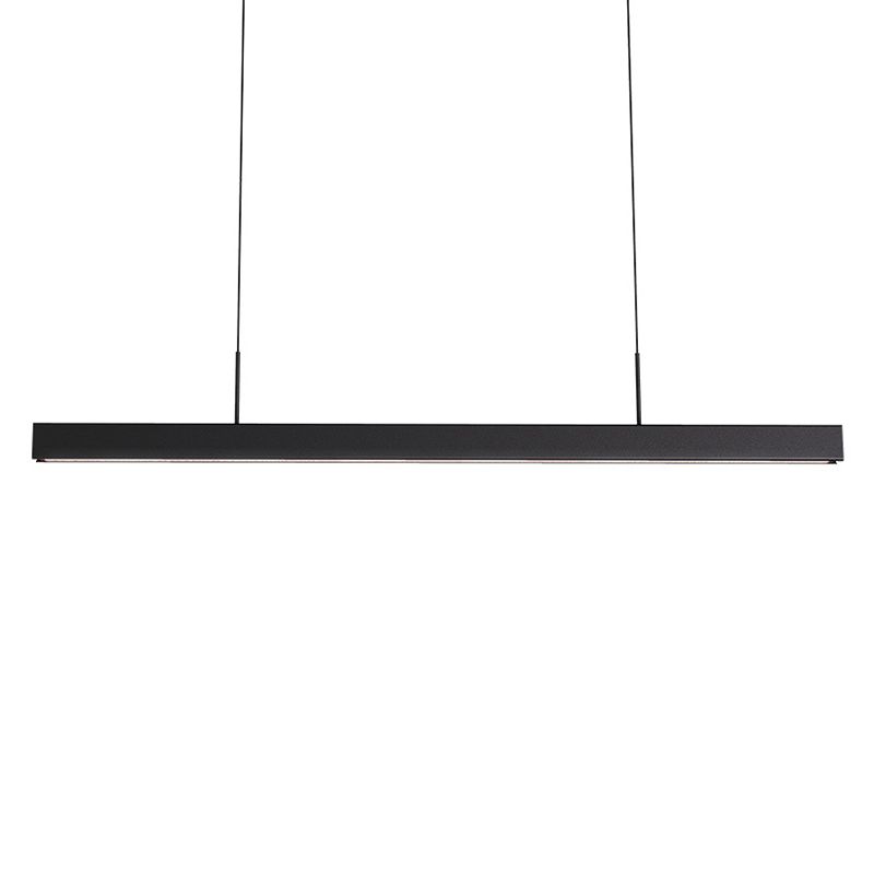 Black Metal Hanging Pendant Lights Contemporary Linear Hanging Lamps for Dining Room