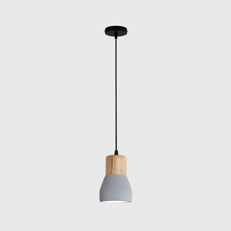 Shaded Suspension Pendant Light Minimalist Style Wooden Hanging Light Fixture for Restaurant