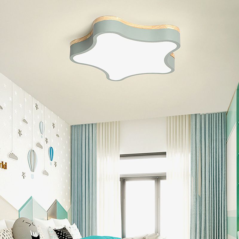 Lampe LED étoile à cinq branches, plafonnier encastré avec abat-jour en acrylique blanc pour chambre à coucher