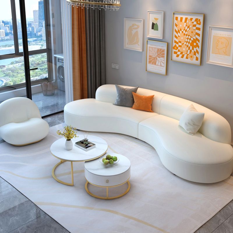 Curved Armless Sectional Sofa Faux Leather Stain-resistant Sectional