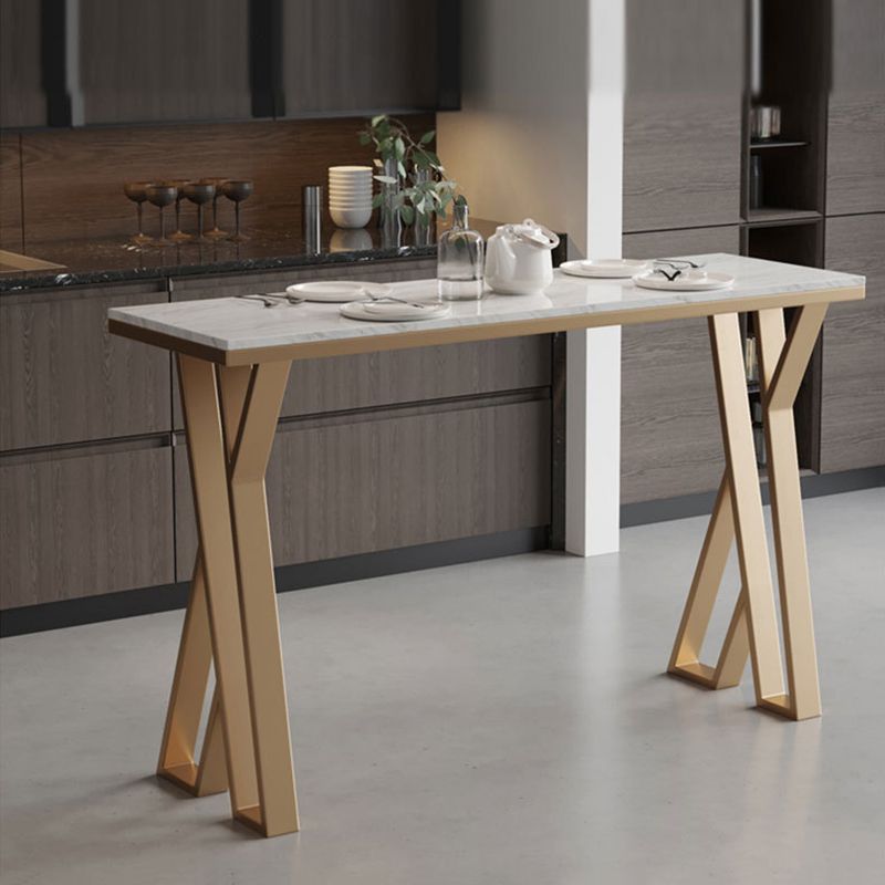 Glam Bar Table Set 1/2/5 Pieces Rectangle Stone Bar Table with High Stools