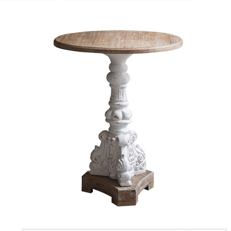 French Country Corner Table Wood Pedestal Round Accent Side Table