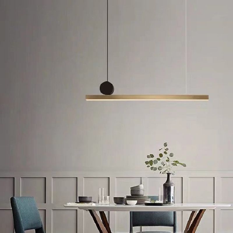 Zeitgenössischer Stil Linear Island Light Metal 1- Hellinsel Anhänger Licht