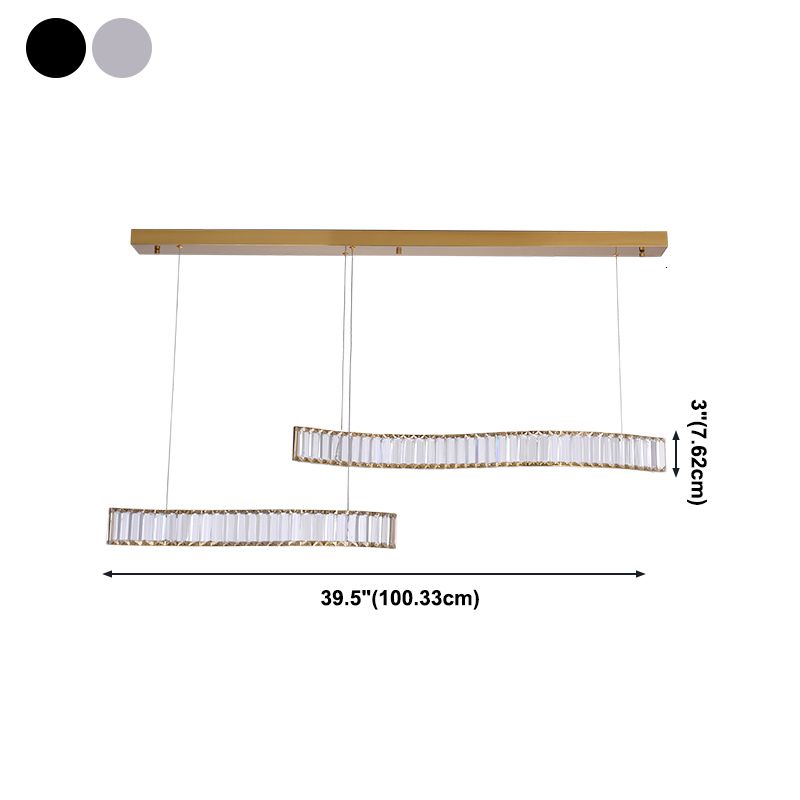 Contemporary Linear LED Ceiling Lamp Fixtures Crystal Island Pendant for Dinning Room