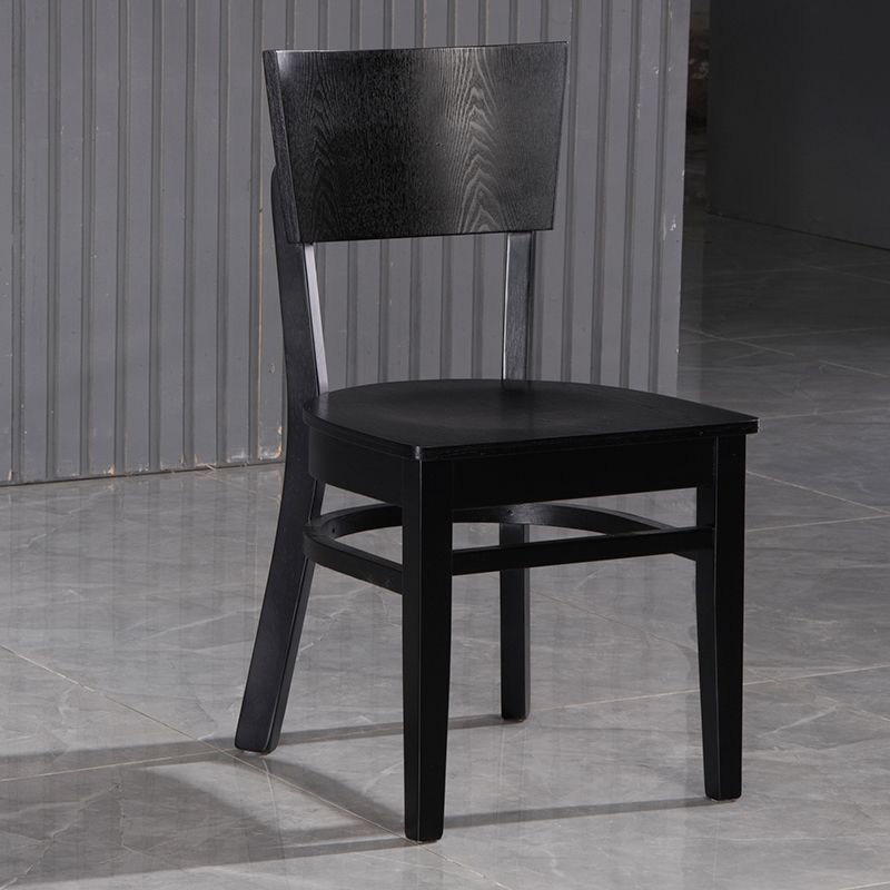 Silla lateral de comedor con respaldo abierto de estilo industrial, sillas laterales de madera sin brazos con patas