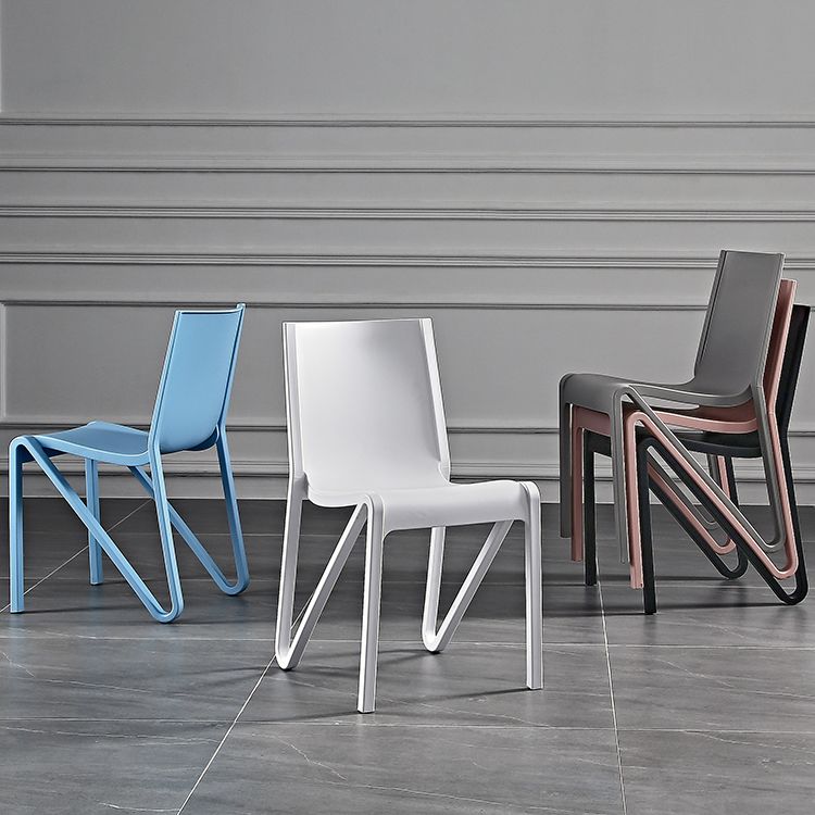 Modern Stackable Square Dining Chair Acrylic Dining Armless Chair for Kitchen