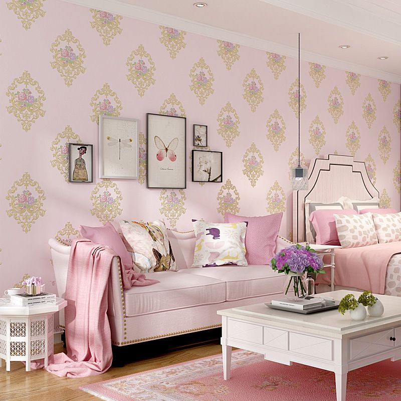 Pink Peony Blossom Wallpaper Flower Printed Rustic Washable Wall Decor for Living Room