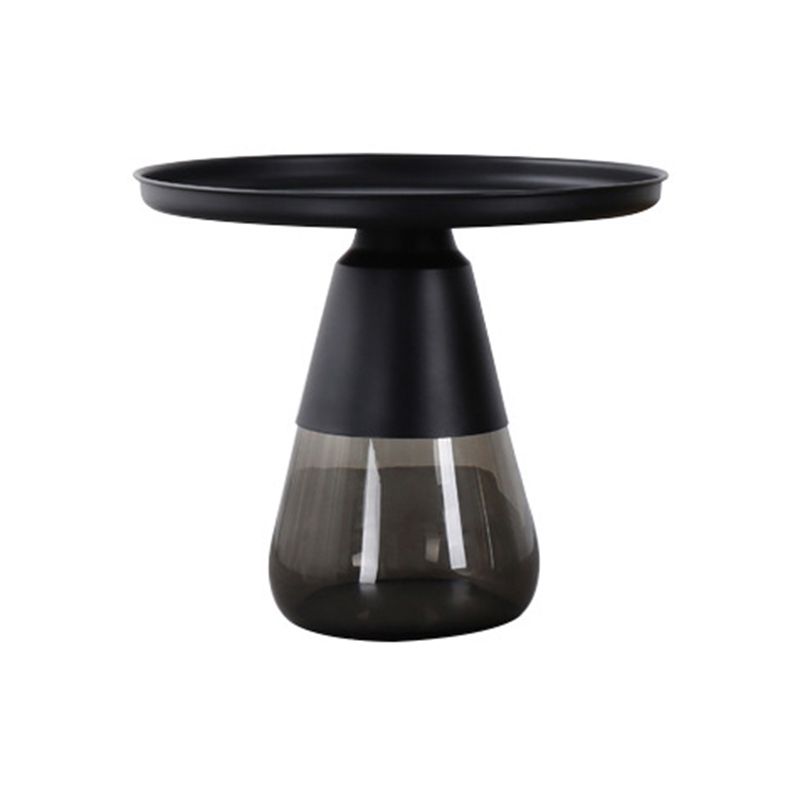 Mid-Century Modern Coffee Table Metal Tray Top Round Single Coffee Table