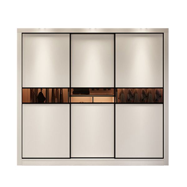 Engineered Wood Wardrobe Cabinet White Modern Wardrobe with Drawer