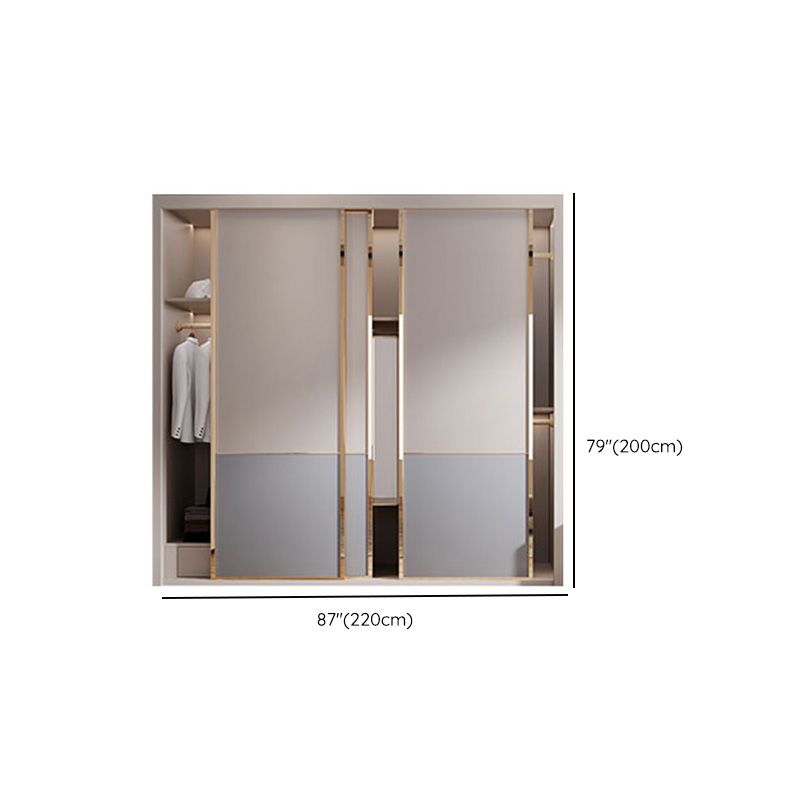 Bedroom Wooden Wardrobe Armoire Coastal Style Sliding Doors Storage Cabinet