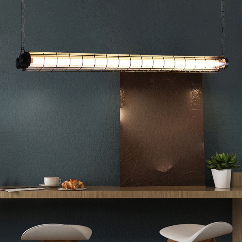 Industrial Style Metal Hanging Lamp Cylinder Shape Island Light Fixture for Dining Table
