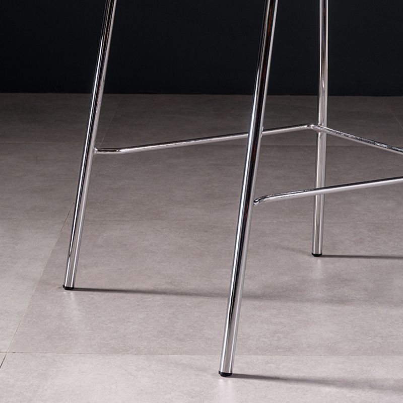 Contemporary Low Back Armless Bar Stools with Silver Metal Base