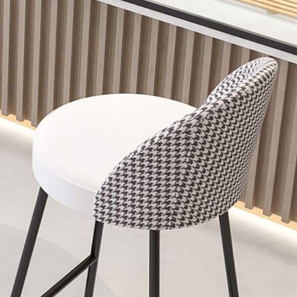 Modern Leather Footrest Counter Chair Bucket Bar Stool with Black Base