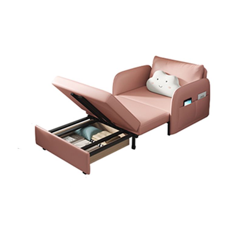 Faux leather Sleeper Sofa 32.28" Wide Pink Foldable Armless Sofa Bed